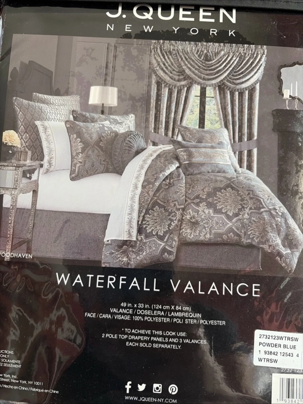 J Queen New York Woodhaven Waterfall Window Valance NEW